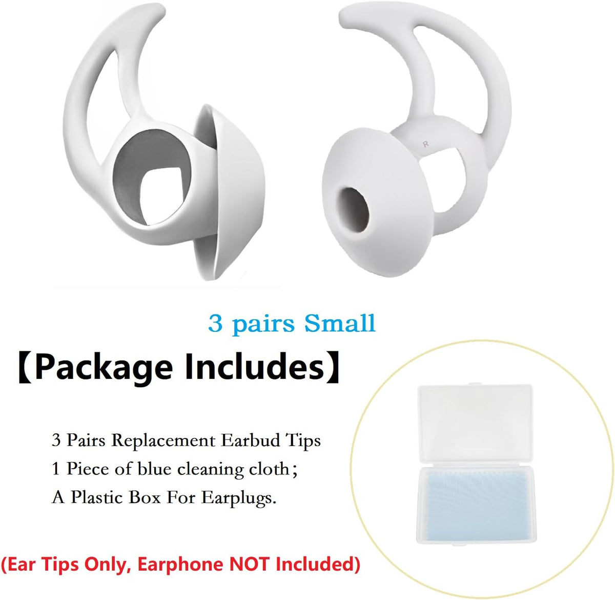 Silicone Earbud Tips 3 Pairs Small Eartips Compatible with Bose QuietComfort Earbuds and Sport Earbuds