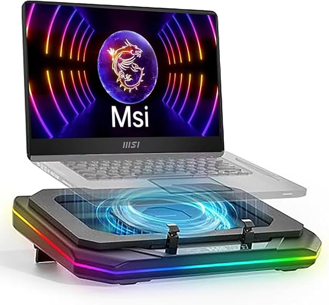 Cooling Pad for Msi GF75 Thin Gaming Laptop Cooler with Powerful Turbo Cooling Fan Can Fast Cooling CPU+GPU 40°C Variable Speed6 RGB Light
