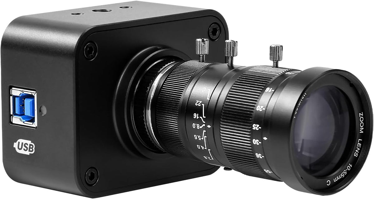 MOKOSE USB Camera 4K, USB3.0 Manual Focus Webcam with C-Mount 10-55mm Telephoto Zoom Lens, IMX678 1/1.8" 8MP Sensor Support YUY2,Web Camera for Desktop Computer Laptop