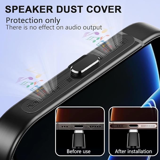 USB C Dust Plug with Speaker Dust Cover for iPhone 15/16 Pro,Plus,Pro Max