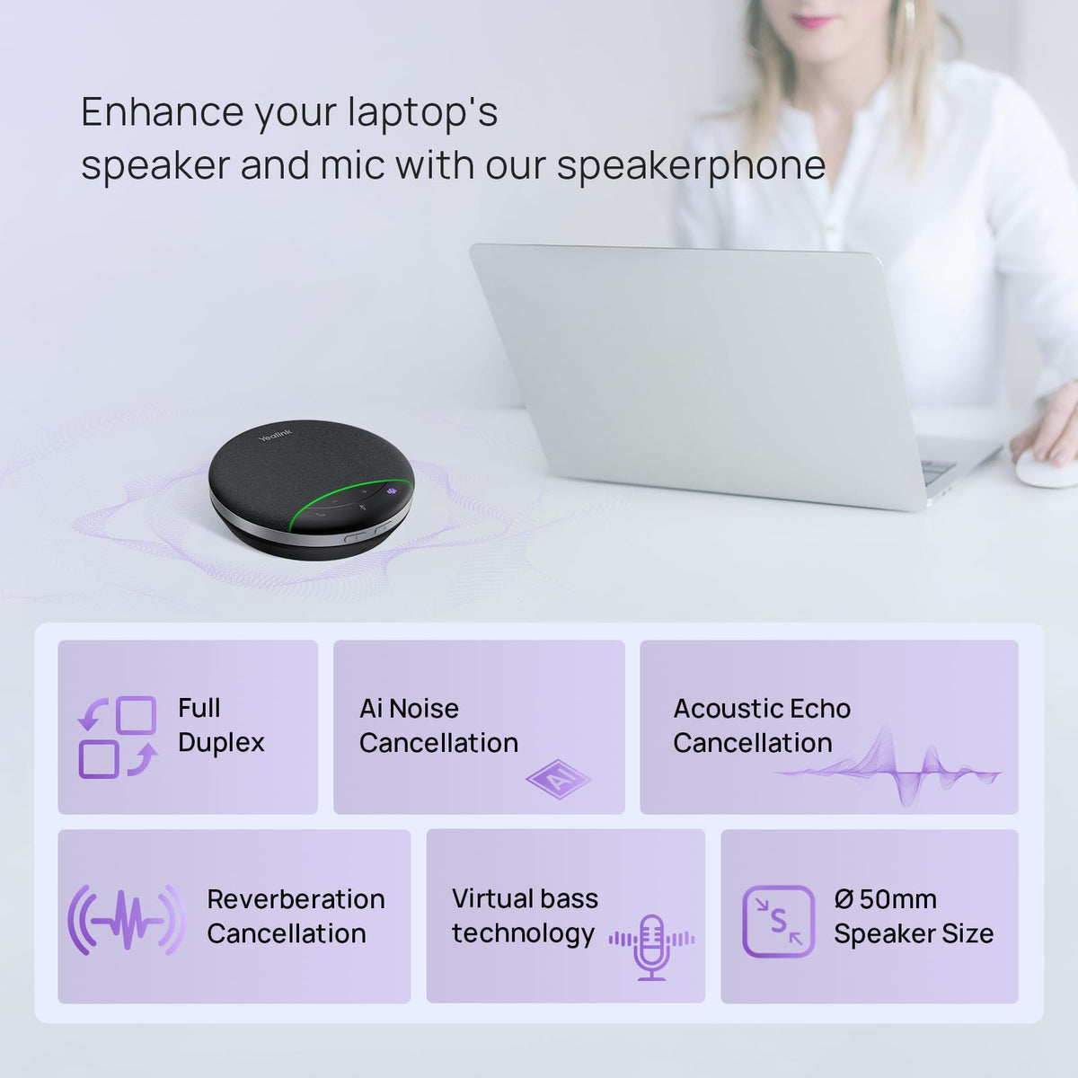 Yealink SP92 USB Speakerphone Bluetooth Conference Speakers and Microphone Teams Certified Full-Duplex Noise Reduction 360° Audio Pickup for Small