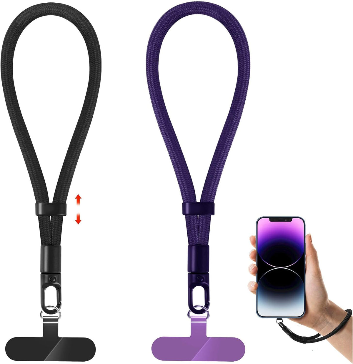 Phone Lanyard, 2 Pack Adjustable Cell Phone Lanyard Strap, Hand Wrist Strap Lanyard with Tether Tabs for Smartphones