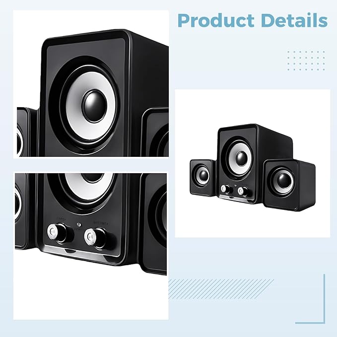 Wired Usb Computer Speaker With 360° Sound Volume Control Compact Design For Pc Laptop And Mp3 Devices
