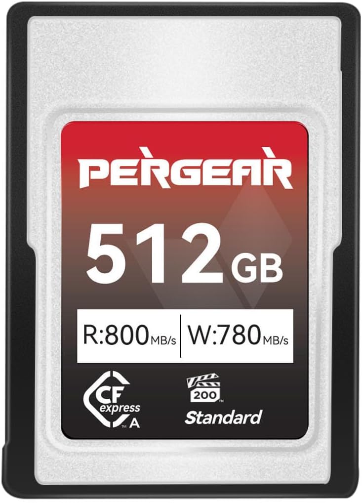 Pergear 512GB CFexpress Type A Memory Card, Up to 800MB/s Read Speed & 780MB/s Write Speed for 4K 120P,8K 30P Recording (Standard Series VPG200)