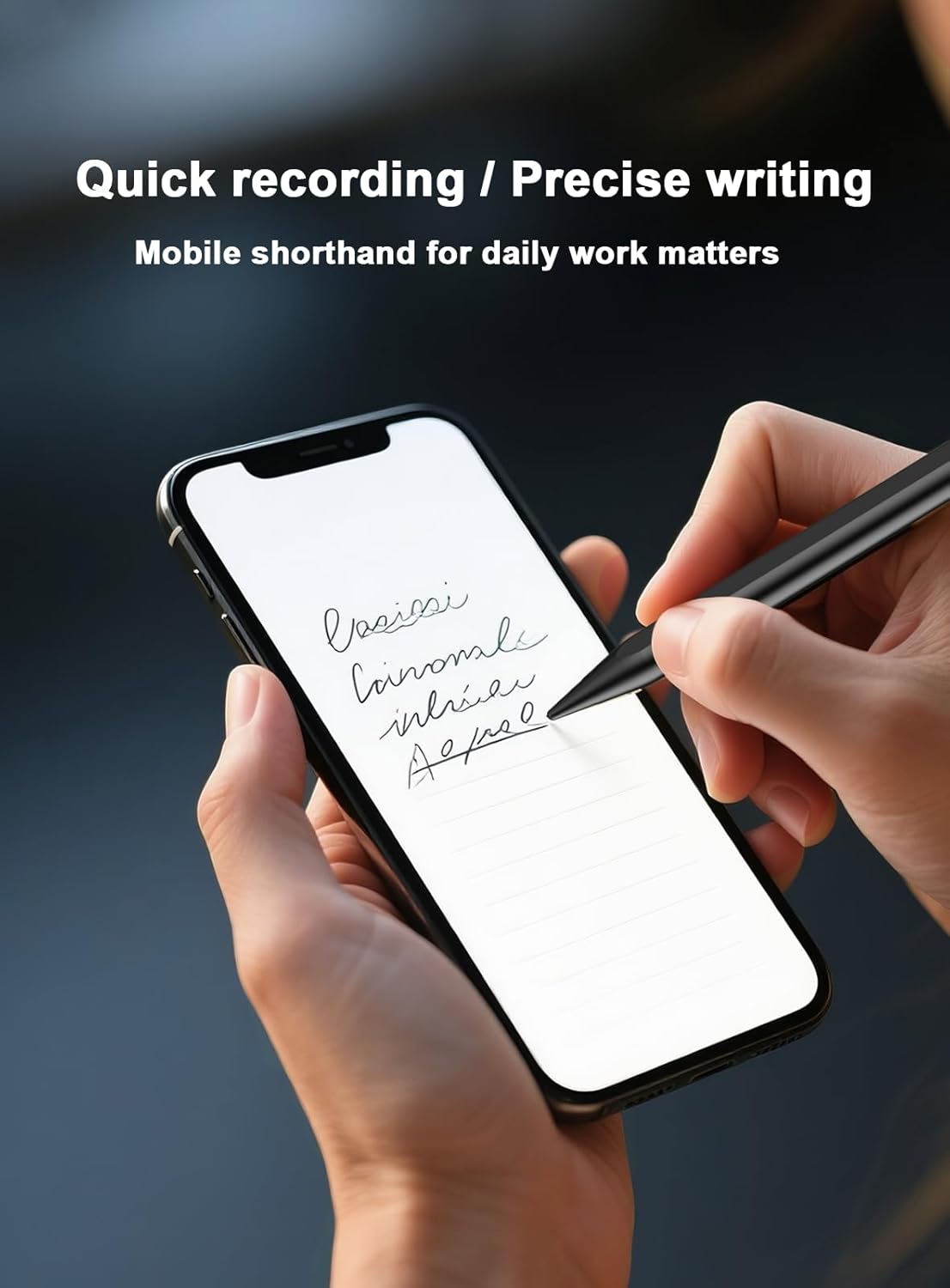 Stylus Pen for Android Tablet/Phone Pom Tips Fast Charge Stylus Pen for iPhone Magnetic Active Pencil Compatible with Samsung A9+, iPhone, Lenovo and Other Android Smartphone and Tablet Devices-Black