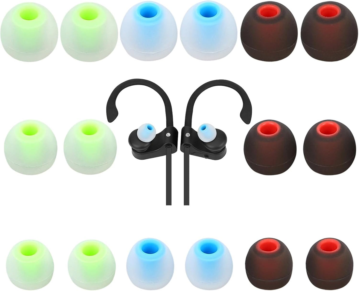 Earbud Tips Ear Bud Tips Soft Anti Slip Washable and Reusable Silicone Replacement Earbud Tips Fit Most in-Ear Earbuds(Inner Hole 3.8mm -5.1mm) 18pcs S M L