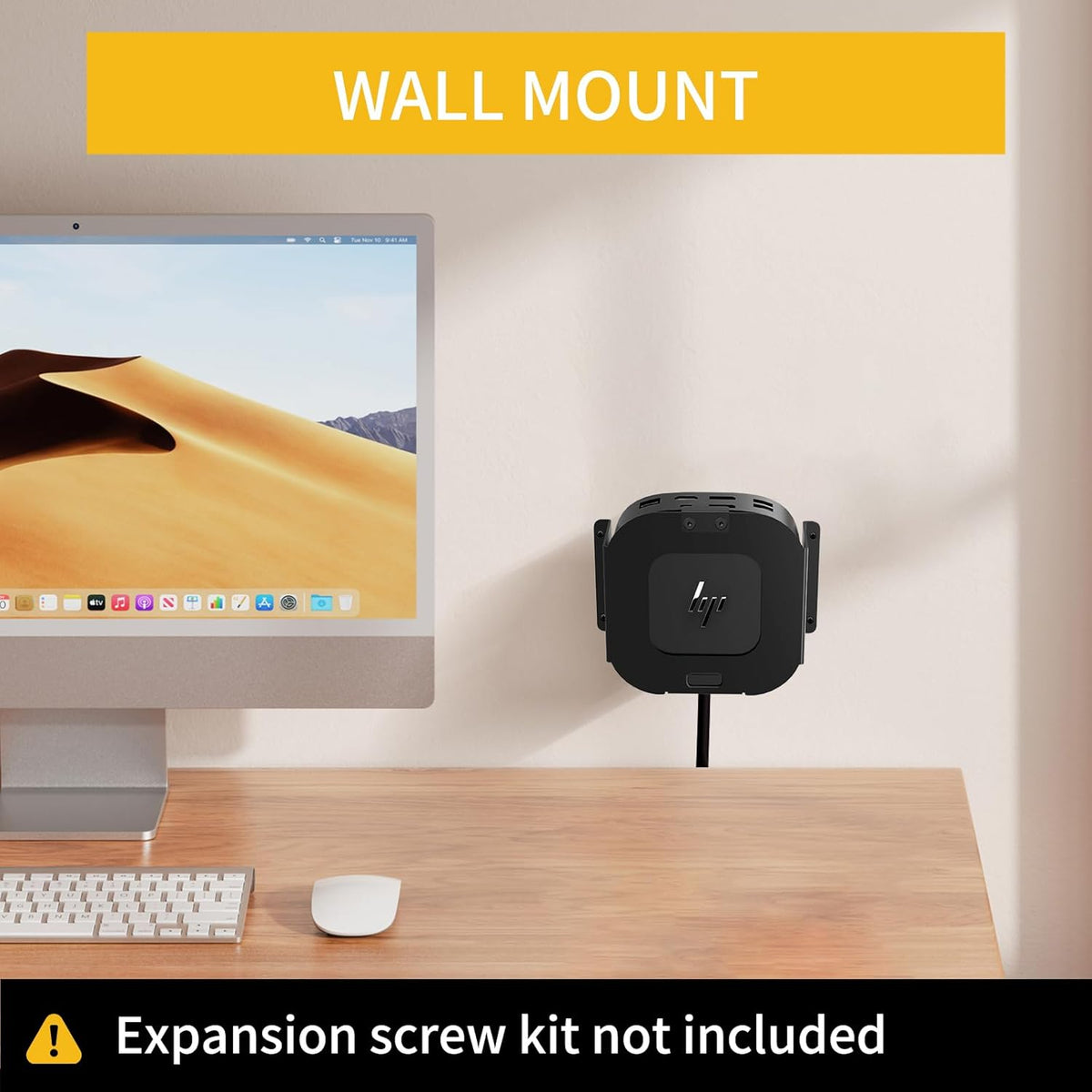 Under Desk Mount Holder for HP USB-C Dock G5,Under-Desk Iron Storage Rack Specifically Designed for HP USB-C Thunderbolt Dock G5,Easy Install with All Hardware Included(Black Holder Only)