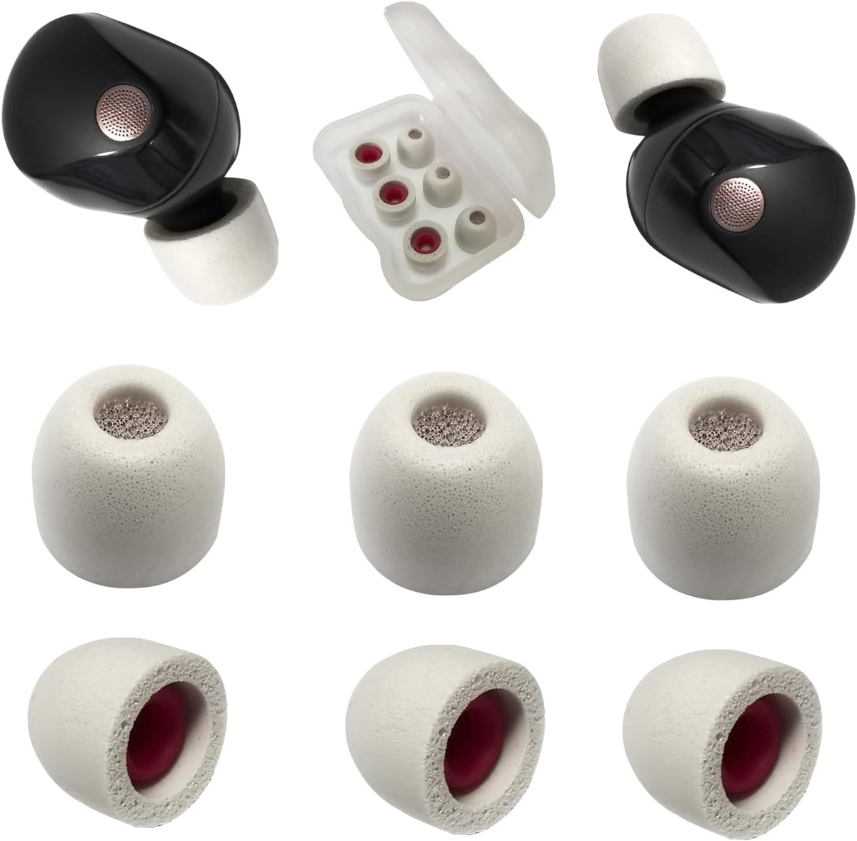 Memory Foam Earbuds Tips for Sony WF-1000XM5, 3 Pairs Extra Small, Gray