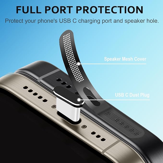 USB C Dust Plug and Speaker Cover, Type C Charging Protector Port Cover