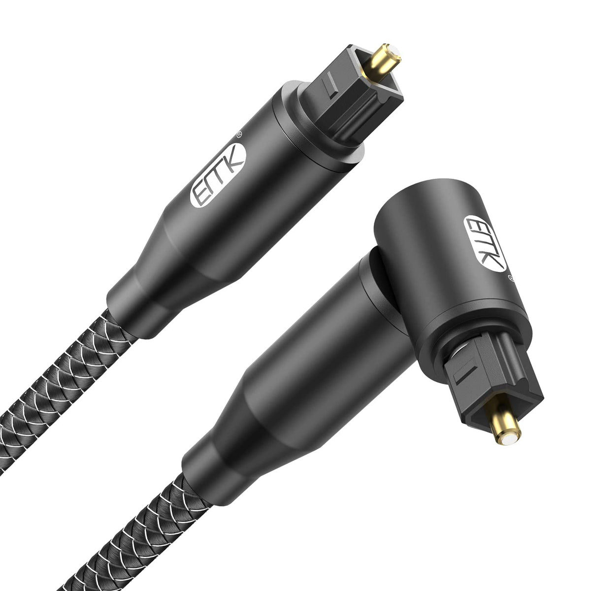 90 [22ft/7M] 360 EMK Degree Right Angle Optical Audio Cable - Rotatable Digital Toslink SPDIF Cable for Soundbar to TV