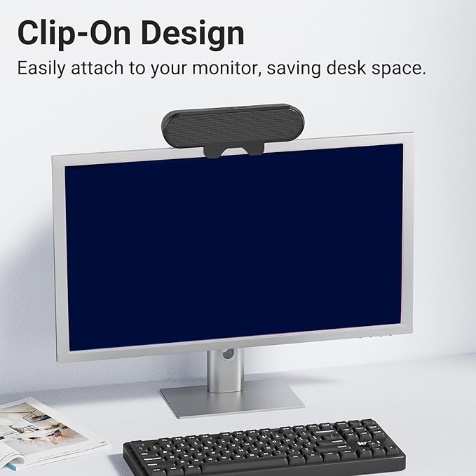 Yosoo Health Gear Computer Clamp Speaker 10W USB Powered Wired PC Black Speaker for Laptop PC Maximum Opening 10cm
