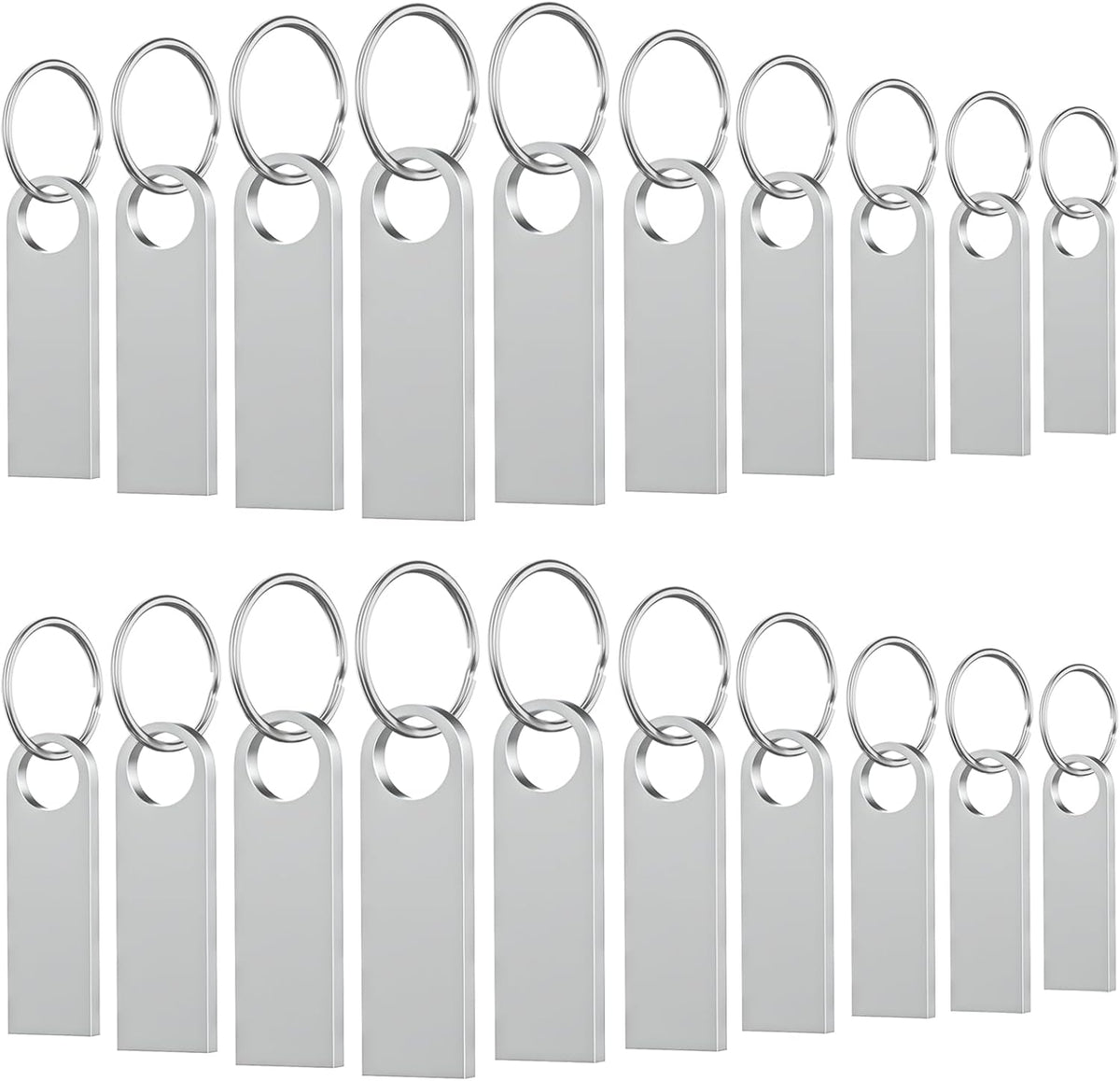 20 Pack 8GB USB Flash Drive with Keychains, Wooolken Sleek Metal USB 2.0 Thumb Drives Memory Stick for PC Laptop Computer(Sliver)