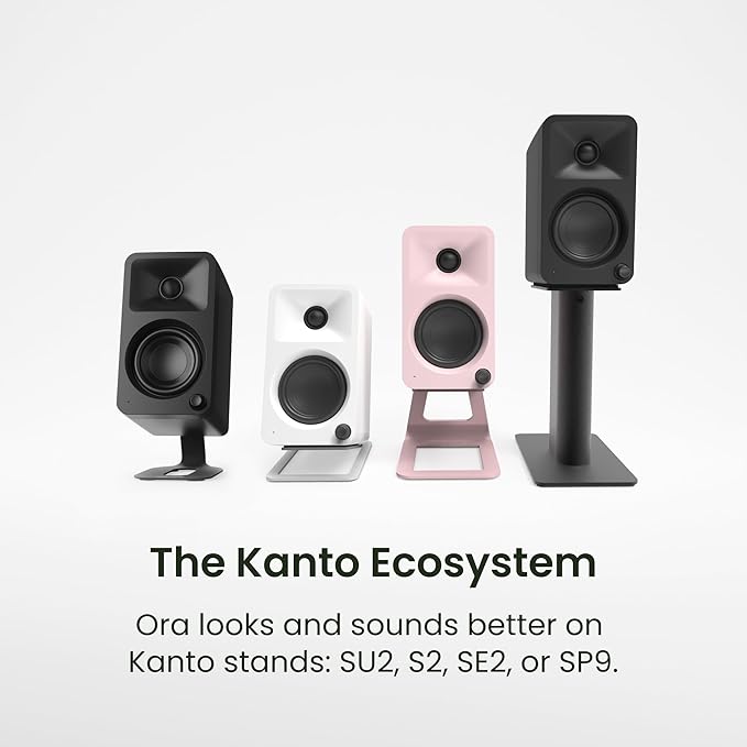 Kanto ORAML 100W Powered Reference Desktop Computer Speakers with Bluetooth 5.0 and USB-C Input | Bi-Amplified | 100 Hz Automatic Crossover | Reference Quality Sound | Pair | Purple
