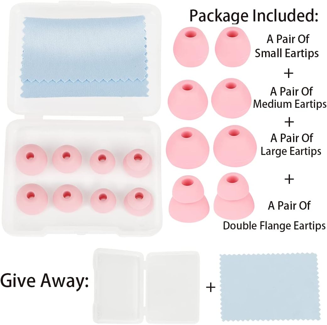 Earbud Tips Earbuds Replacement Tips Replacement Earbud Tips Earbud Covers Silicone Tips Replacement Ear Tips Compatible with Powerbeats Pro Beats Wireless Earphone Headphones 4 Pairs (Pink)