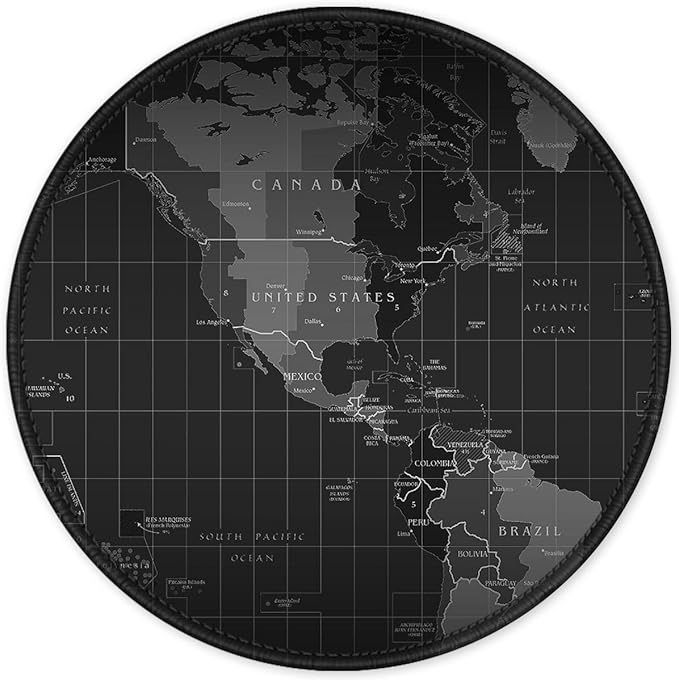 ITNRSIIET Round Mouse Pad with Stitched Edge Premium-Textured Waterproof Non-Slip Rubber Base Desktop Protection Mat Diameter 8.7 inches, Map