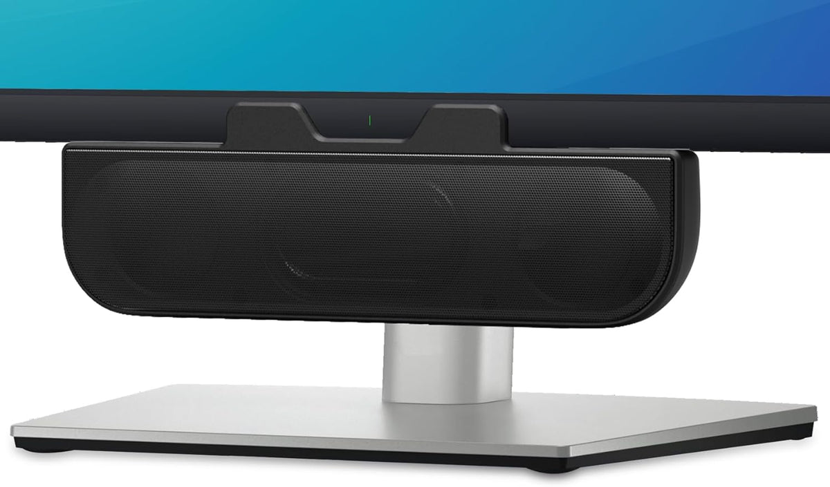 Computer Speakers for Desktop PC, Monitor Speakers, USB Plug-in, Wired, External Speaker for Laptop, Small Computer Soundbar for PC, with Loud Sound, Deep Bass, USB-C Adapter, Easily Clamp to Monitor