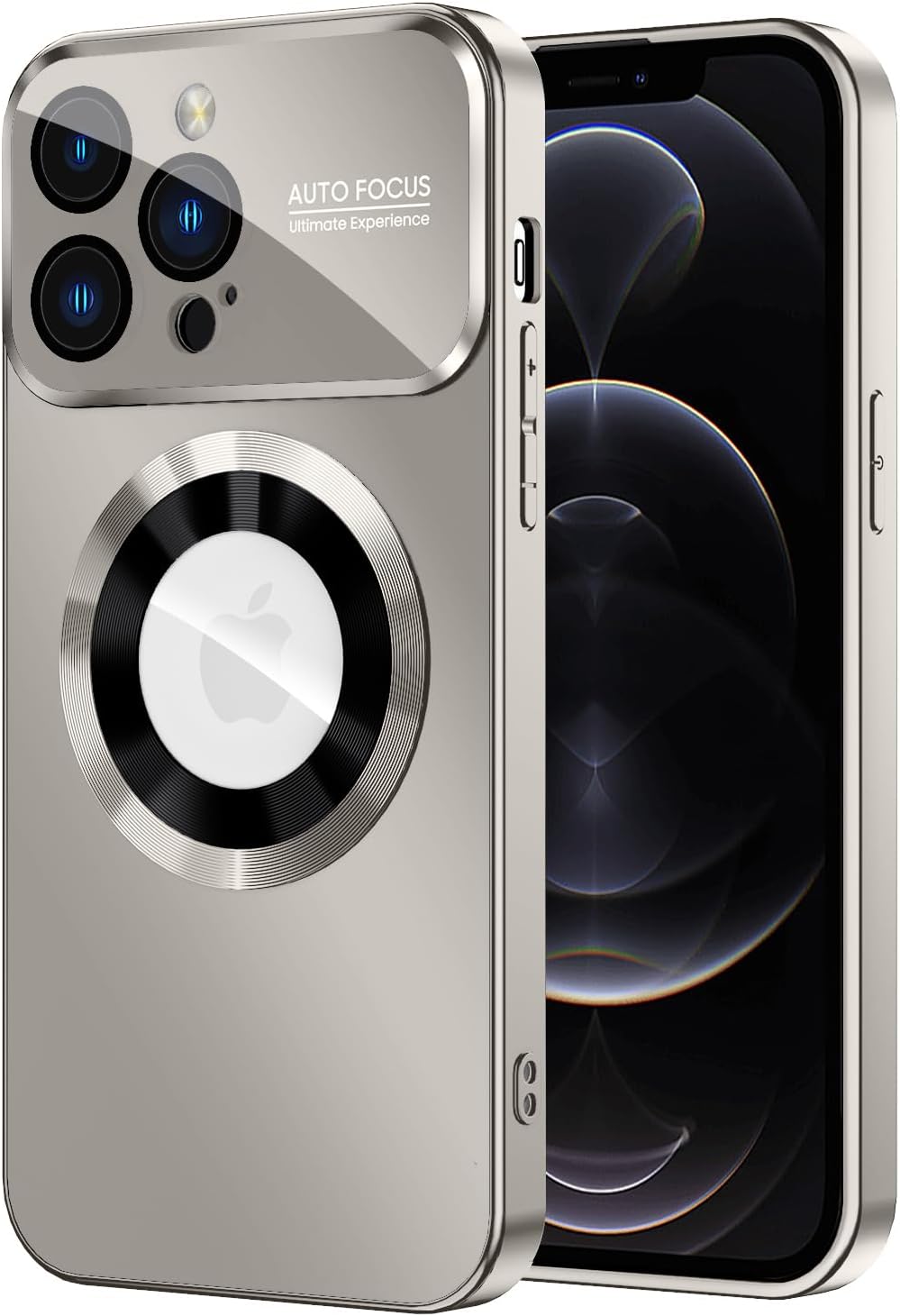 Magnetic for iPhone 12 Pro Max Case, Compatible with MagSafe, Built-in Camera Lens Protector, Logo View, Military Grade Drop Proof Phone Case Cover, Titanium Gray