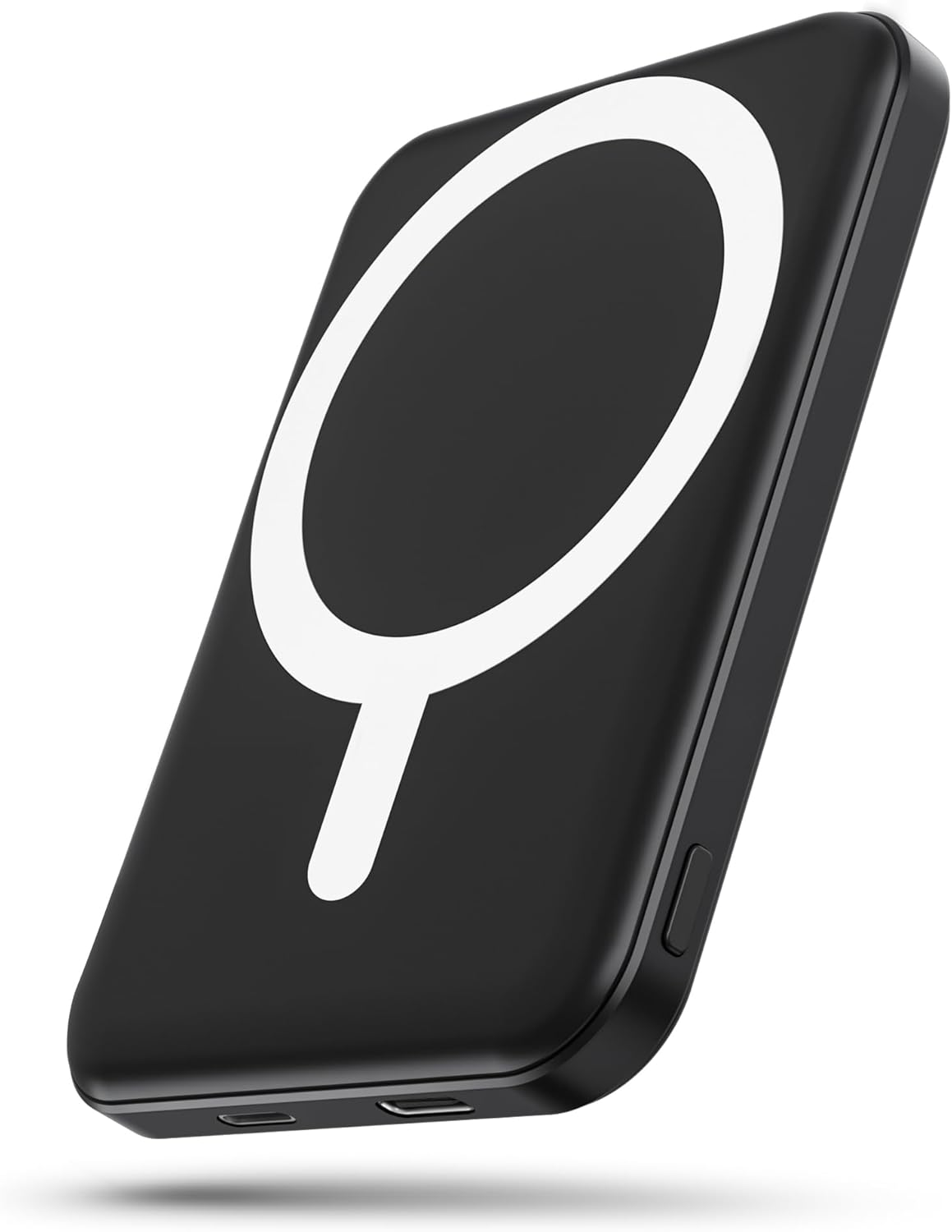 podoru for Magsafe Battery Pack, 5000mAh Magnetic Power Bank with Type-C Cable 20W PD Fast Charging Lighting Input Wireless Portable Charger for iPhone 16/15/14/13/12/ All Series-Black