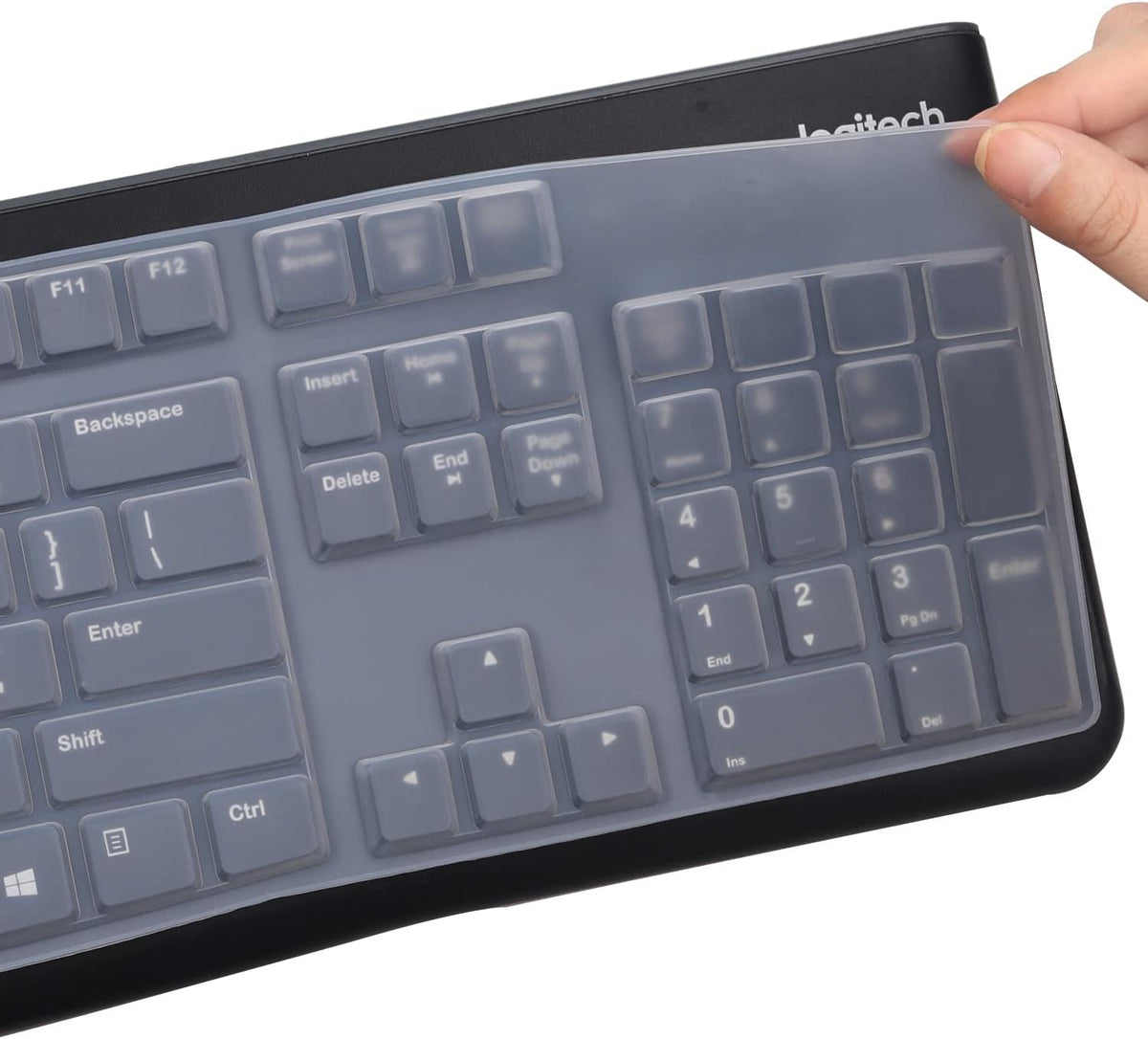 MUBUY Keyboard Cover Skin Protector for Logitech MK120 K120 Wired Keyboard, Keyboard Protective Skin US Layout (NOT Fit Other Model Keyboards)-Clear