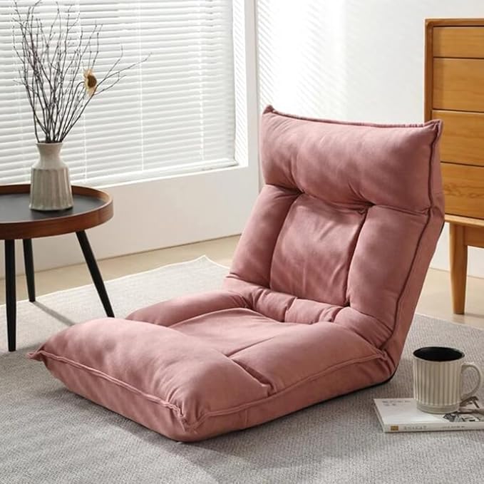 Floor Chairs for Adults Floor Gaming Chair with Back Support 5 Adjustable Position Sponge Padding Floor Seating Lounge for Reading Watching TV Meditation(/Pink)