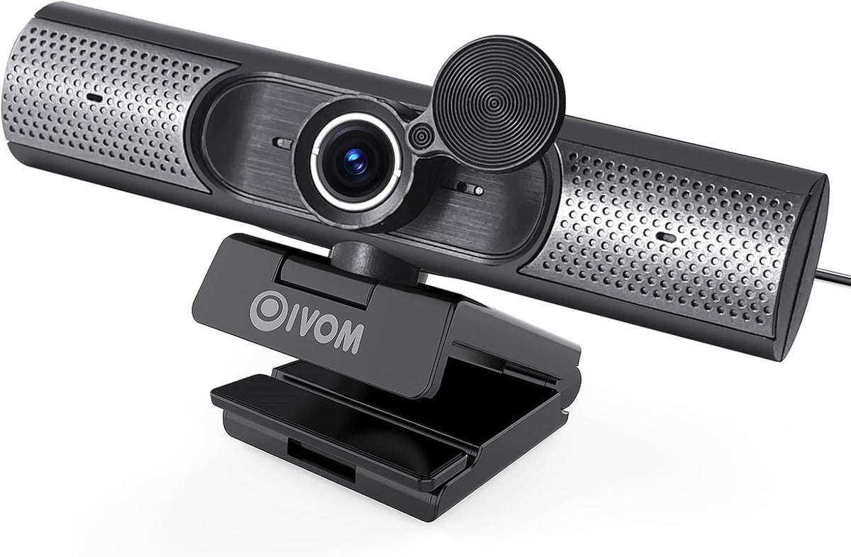 Webcam With Microphone and Speaker, 1080P Web Camera for Desktop Computer Laptop, USB With Physical Privacy Cover, Plug and Play, Streaming, Wide Angle 3 in 1