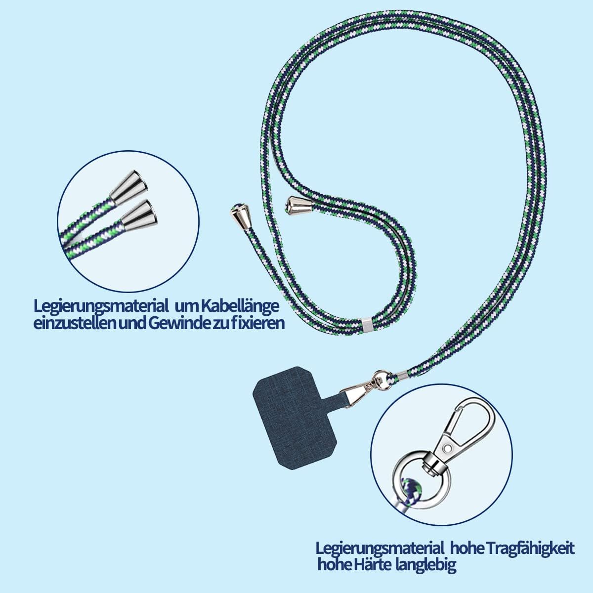 Cell Phone Lanyard Crossbody for Women - Adjustable Universal Phone Strap with Patch, Anti Theft Wrist Strap