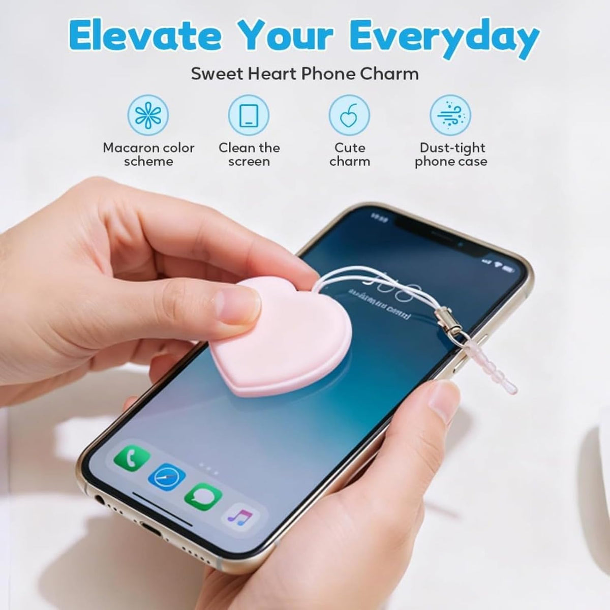 GHSGHS 1.57 1.57 Inch (2,Blue) Portable Phone Screen Cleaner Kit - Heart Shaped Cleaning Wipes with Dust Plug