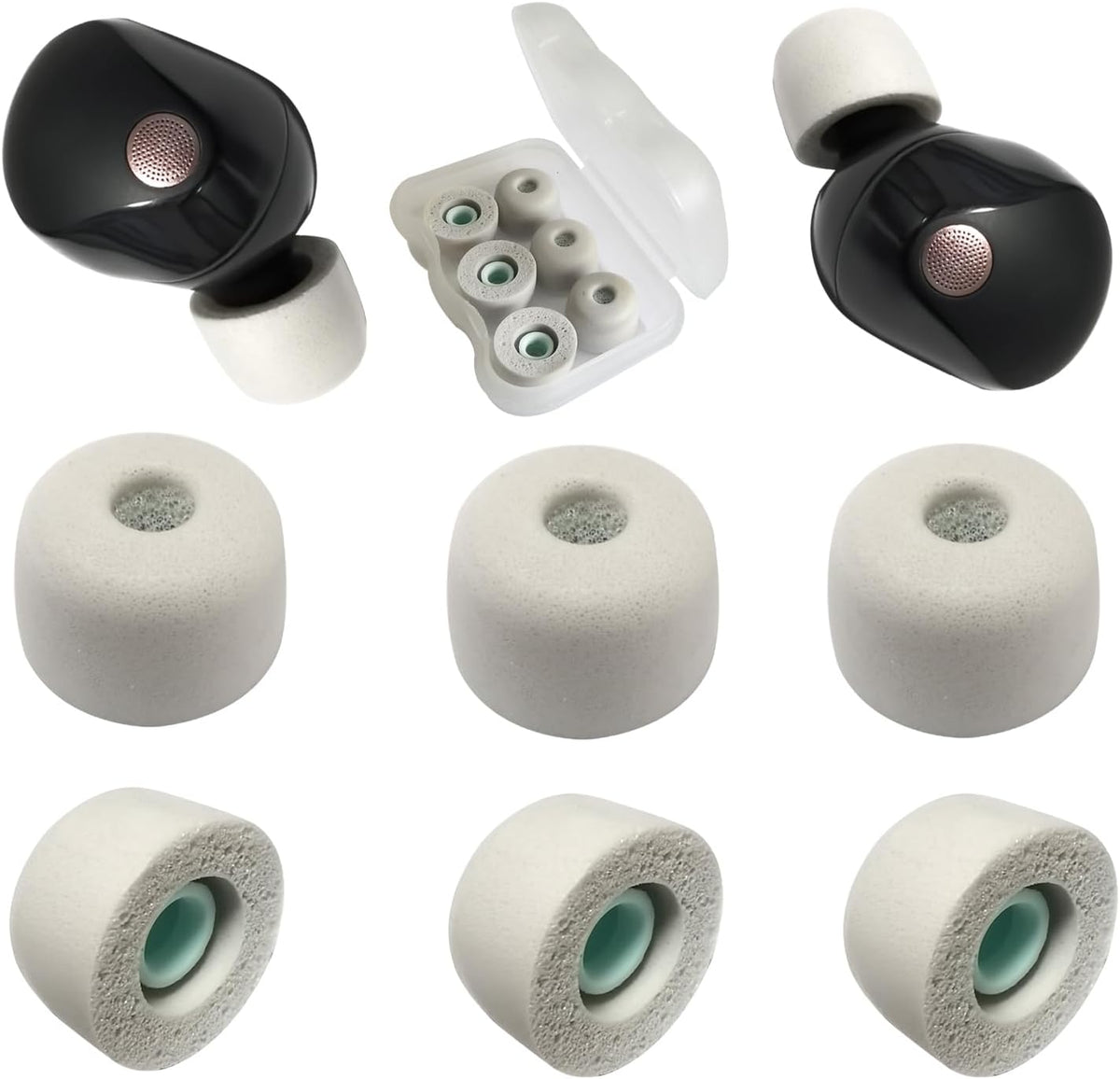 Memory Foam Eartips for Sony WF-1000XM5 Filter Screen Foam Tips for WF-1000XM5 WF-1000XM4 Earbuds Case, 3 Pairs Large Gray