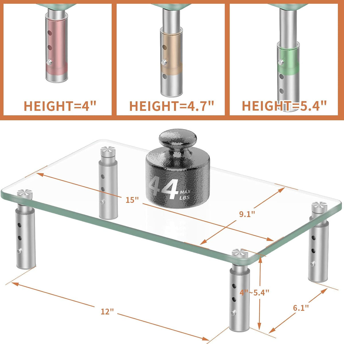'-3 Hemudu Monitor Stand Adjustable Height Monitor Riser, Computer Monitor Stand, Desktop Organizer, Monitor Stand Riser