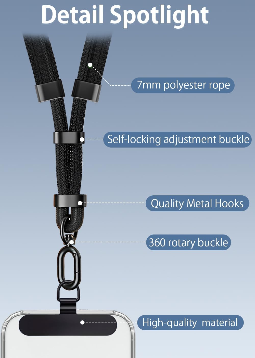 ZXZone Phone Strap*1 Phone Tether Tab*1 Adjustable Neck Strap Phone Lanyard Strap Multifunctional Phone Lanyard