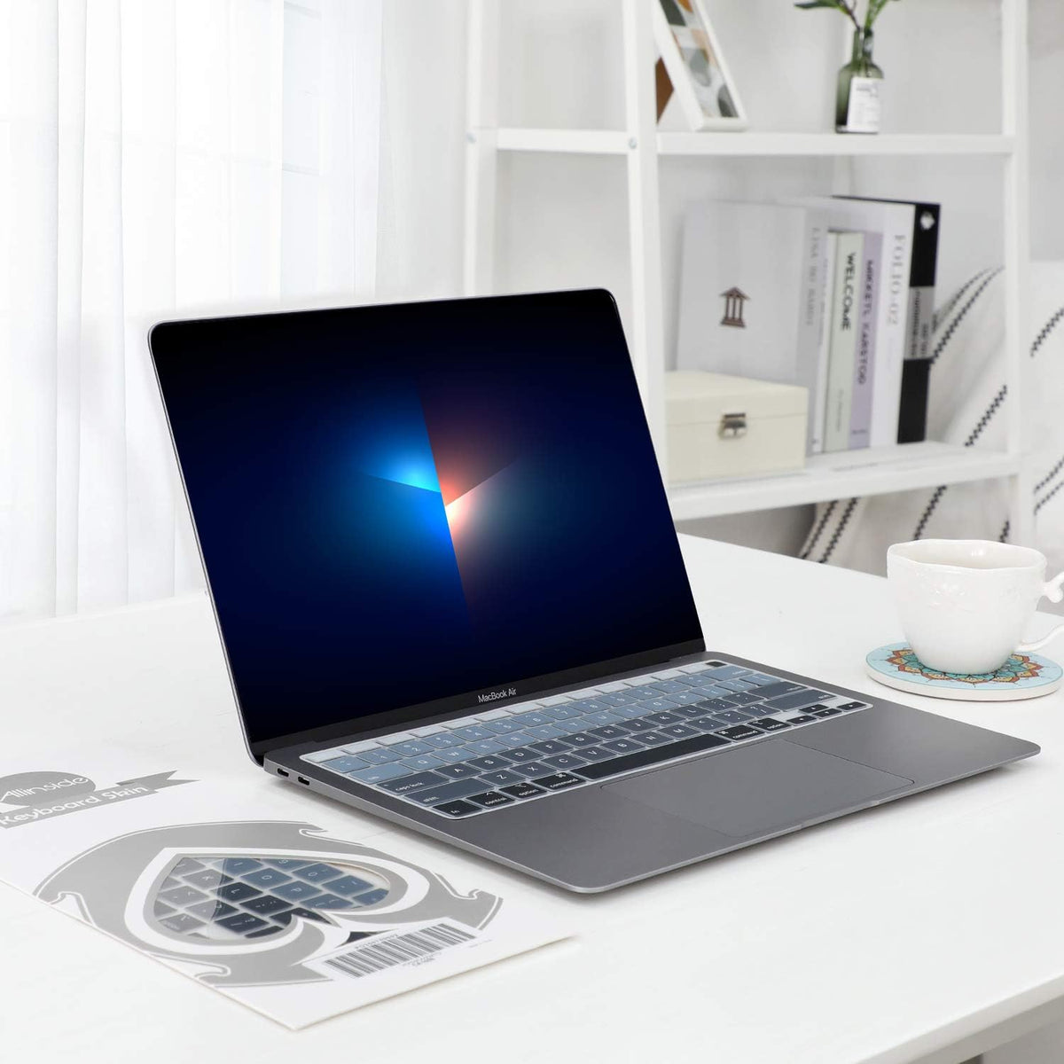 Allinside Silicone Keyboard Cover for New MacBook Air 13 inch A2179 Released in 2020 with Touch ID and Retina Display US Version, Ombre Gray