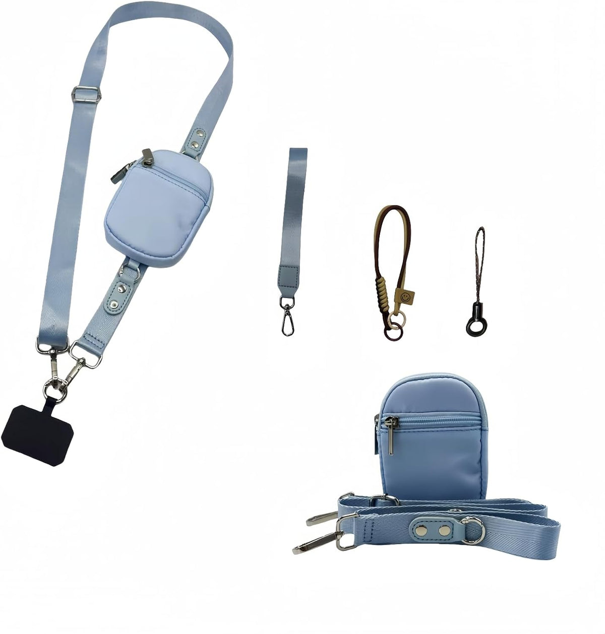 Clip and Go Strap for Phone with Wallet - Adjustable and Detachable Phone Lanyard Crossbody, Wrist Wallet for Home Travel