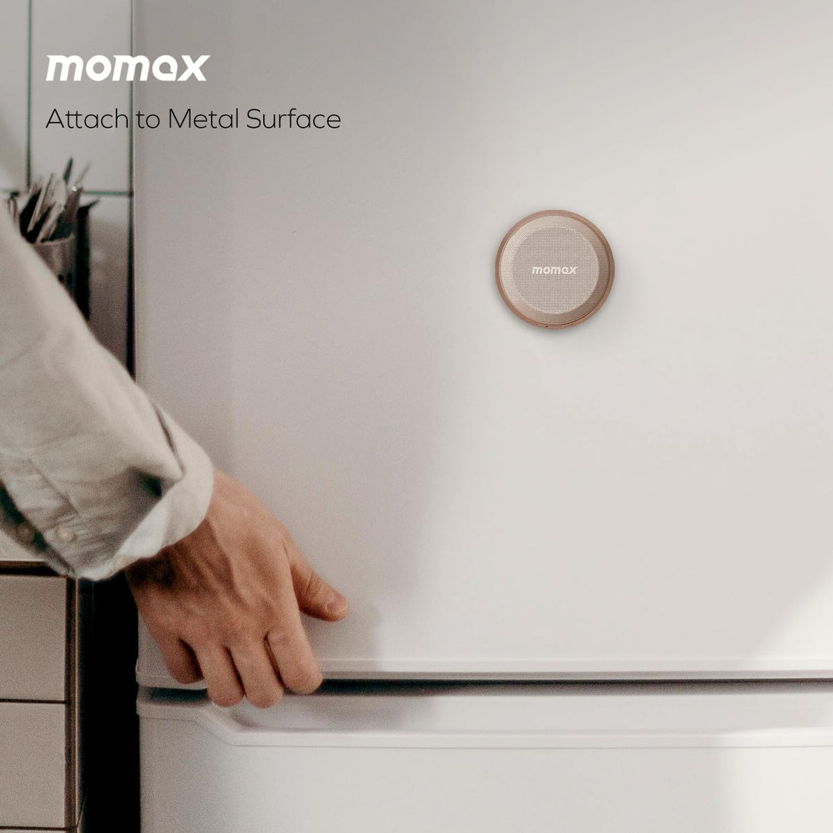 MOMAX Magnetic Portable Speaker Wireless, IPX6 Waterproof Shower Speaker Small with Bass, 12H Playtime, TWS Pairing, Magnetic Cell Phone Stand for Outdoor, Gift Ideas