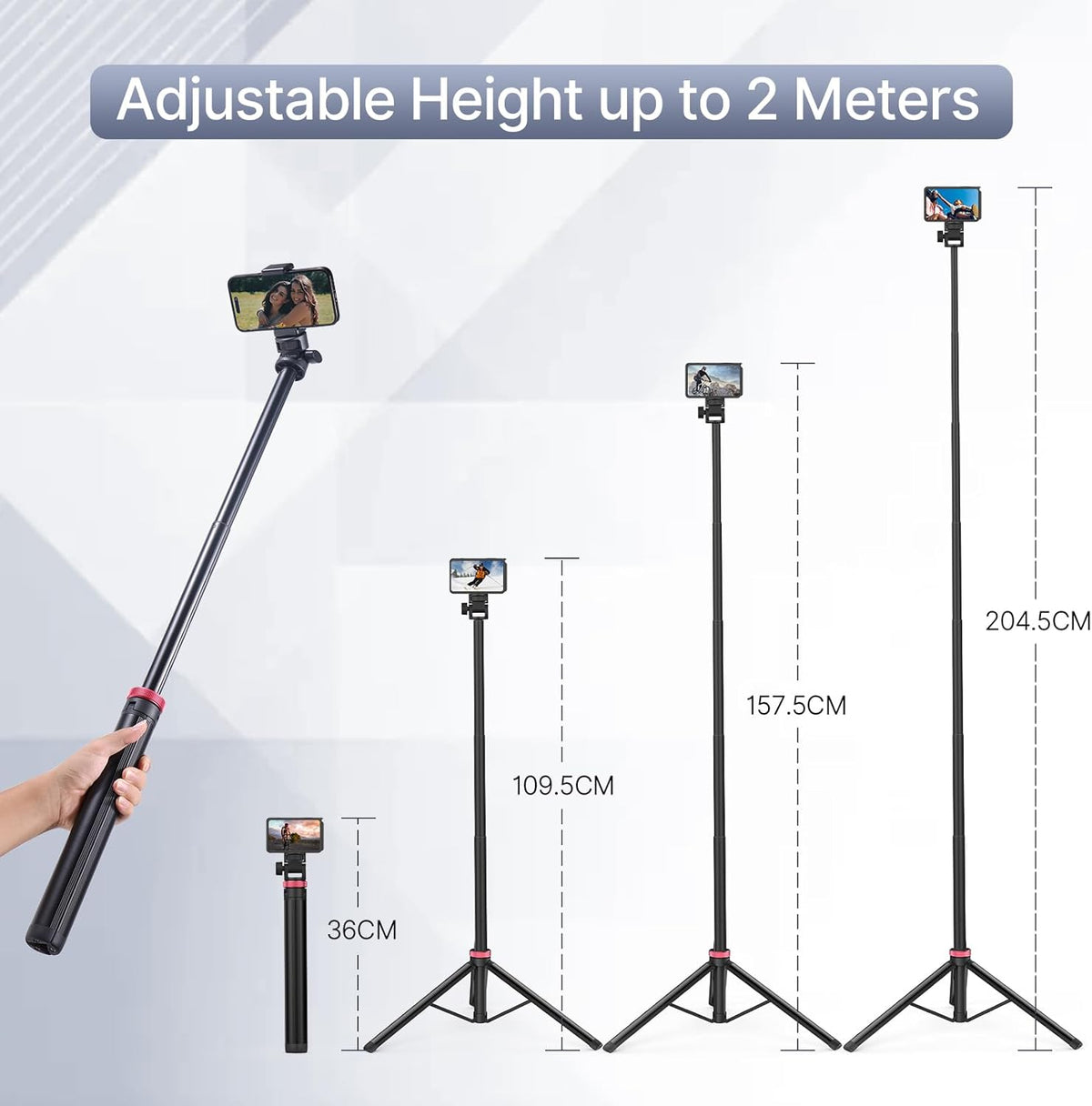 ULANZI MT-79 Extendable Tripod Aluminum, 81" Portable Adjustable Light Stand with 1/4" Screw, 360° Ball Head Camera Phone Tripod for Camera Video Light Smartphone, Lightweight for Travel