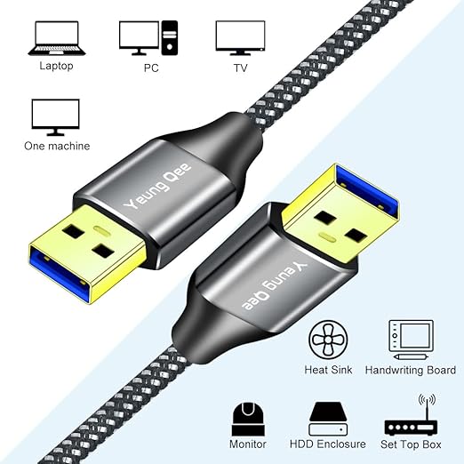 Yeung Qee USB 3.0 A to A Male Cable 6 ft,Super Speed Type A Male to Male Cable USB 3.0 Double End USB Cord for Hard Disk, Cameras,Laptop Cooler, DVD Player and More (6FT/2M)