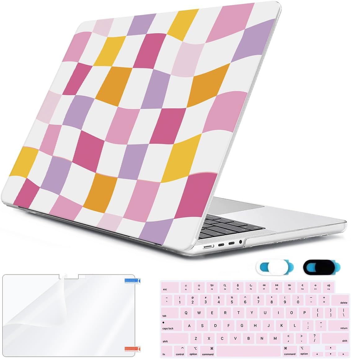 Compatible with 2025 2024 2023 2022 MacBook Air 13 inch Case M4 A3240 M3 A3113 M2 A2681, Hard Shell&Keyboard Cover&Screen Film&Webcam Cover for New M4 Mac Air 13.6 inch with Touch ID, Lattice