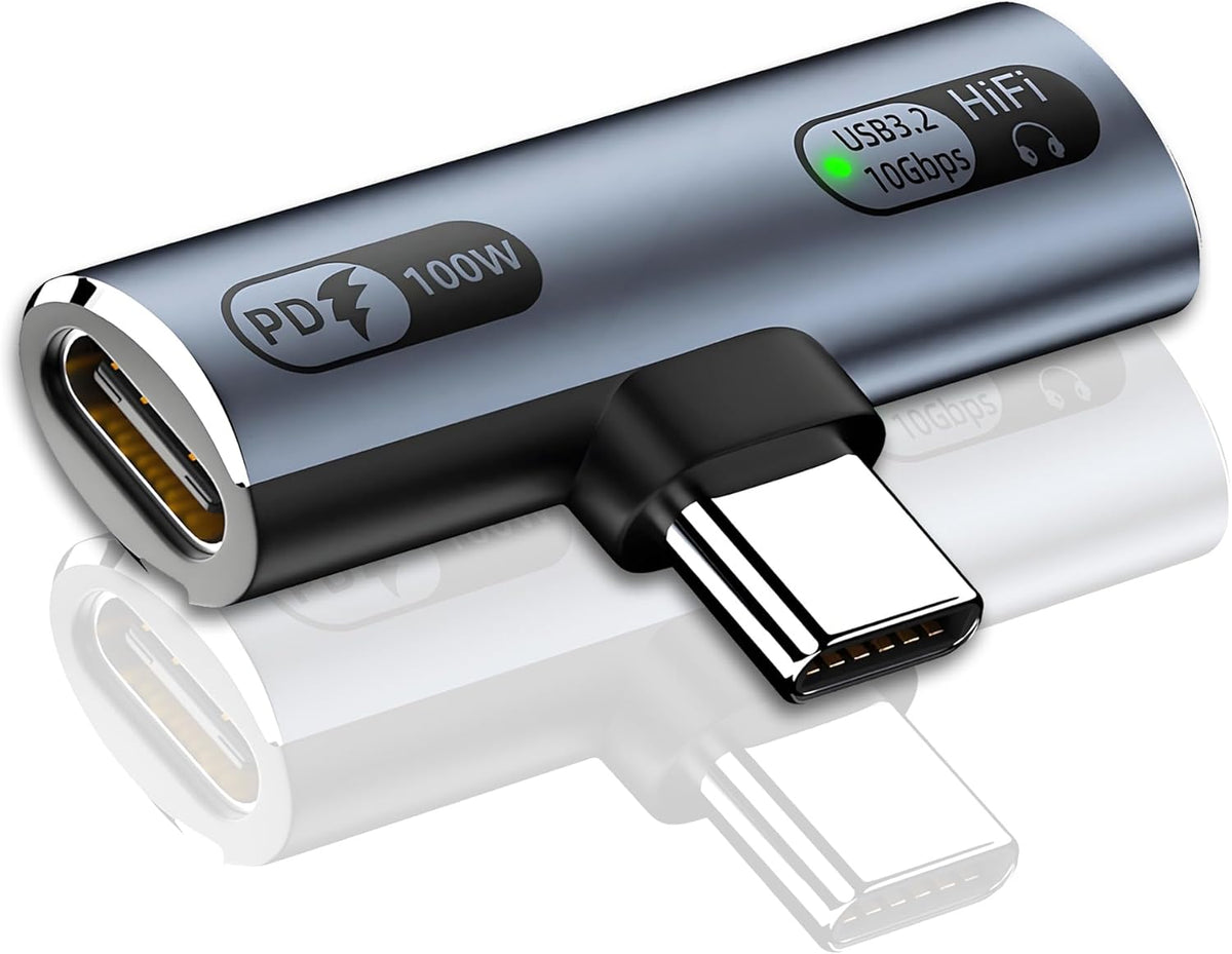 2-in-1 USB-C Splitter with 100W Fast Charging,Dual USB-C Ports for Headphones & Charging Adapter,Compatible with iPhone 16/15 Series,iPad,MacBook,Galaxy S24/S23 (Gray)