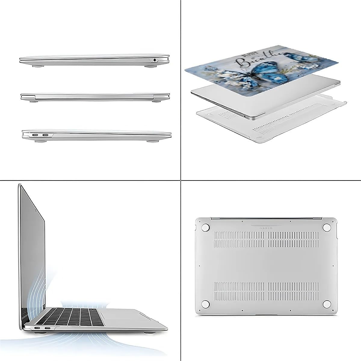 Compatible with MacBook Air 13.3 13.6 Inch Case 2022 2021 2020 2019 Plastic Hard Shell Case Cover,13.3 Air (A1932/A2179/A2337), Butterfly
