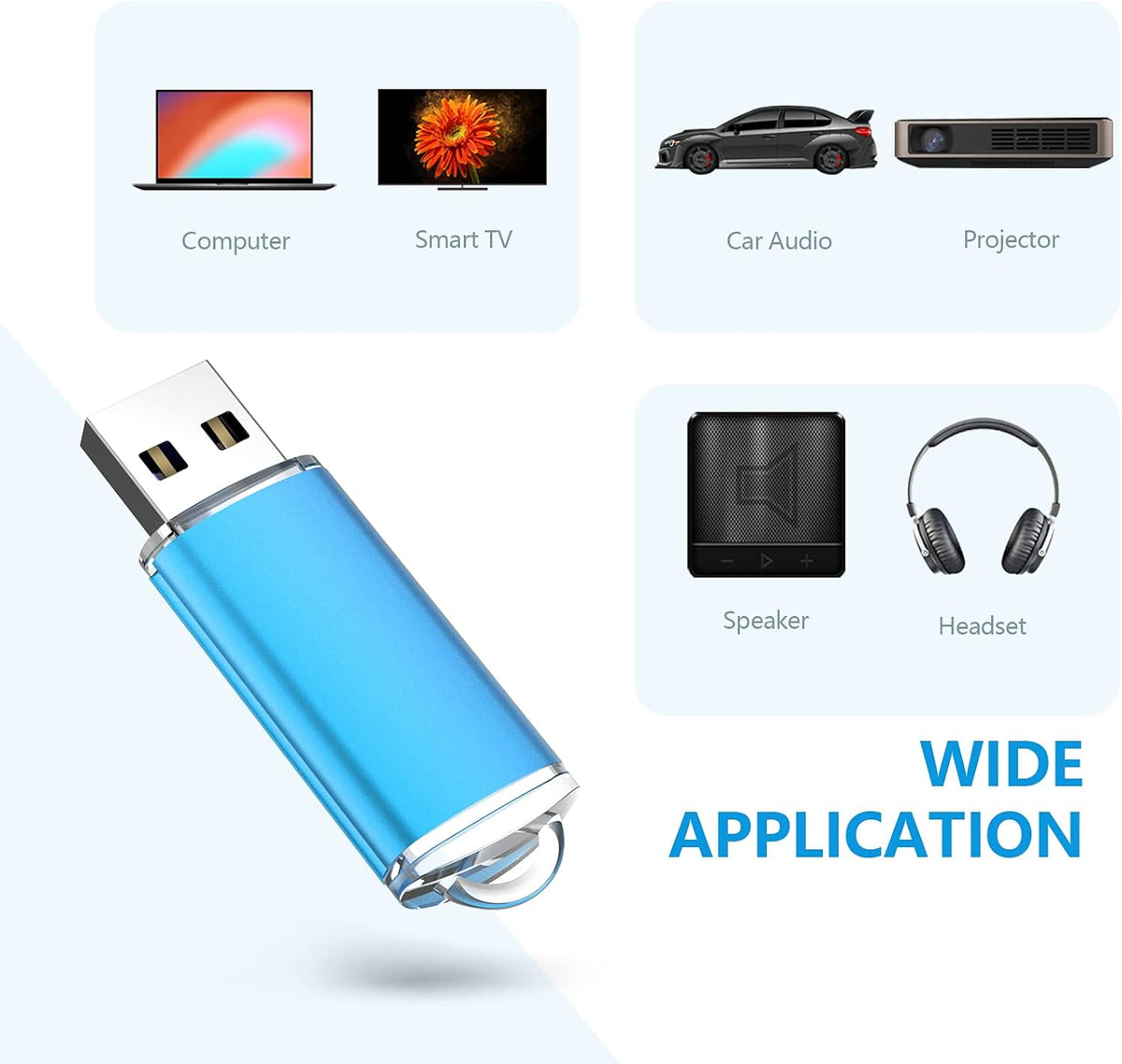KOOTION Flash Drive 16GB 10 Pack USB 2.0 Thumb Drive Capped Memory Stick Jump Drive, Blue