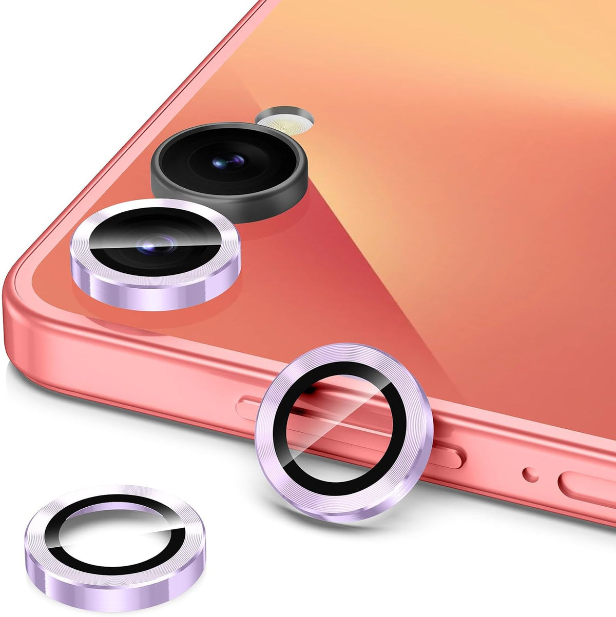for Samsung Galaxy Z Flip 7 Camera Lens Protector, Individual Metal Ring Tempered Glass Lens Cover, [Strong Adsorption] Scratch Resistant Ultra-Thin HD Clear Lens Cover, 1 Set-Purple