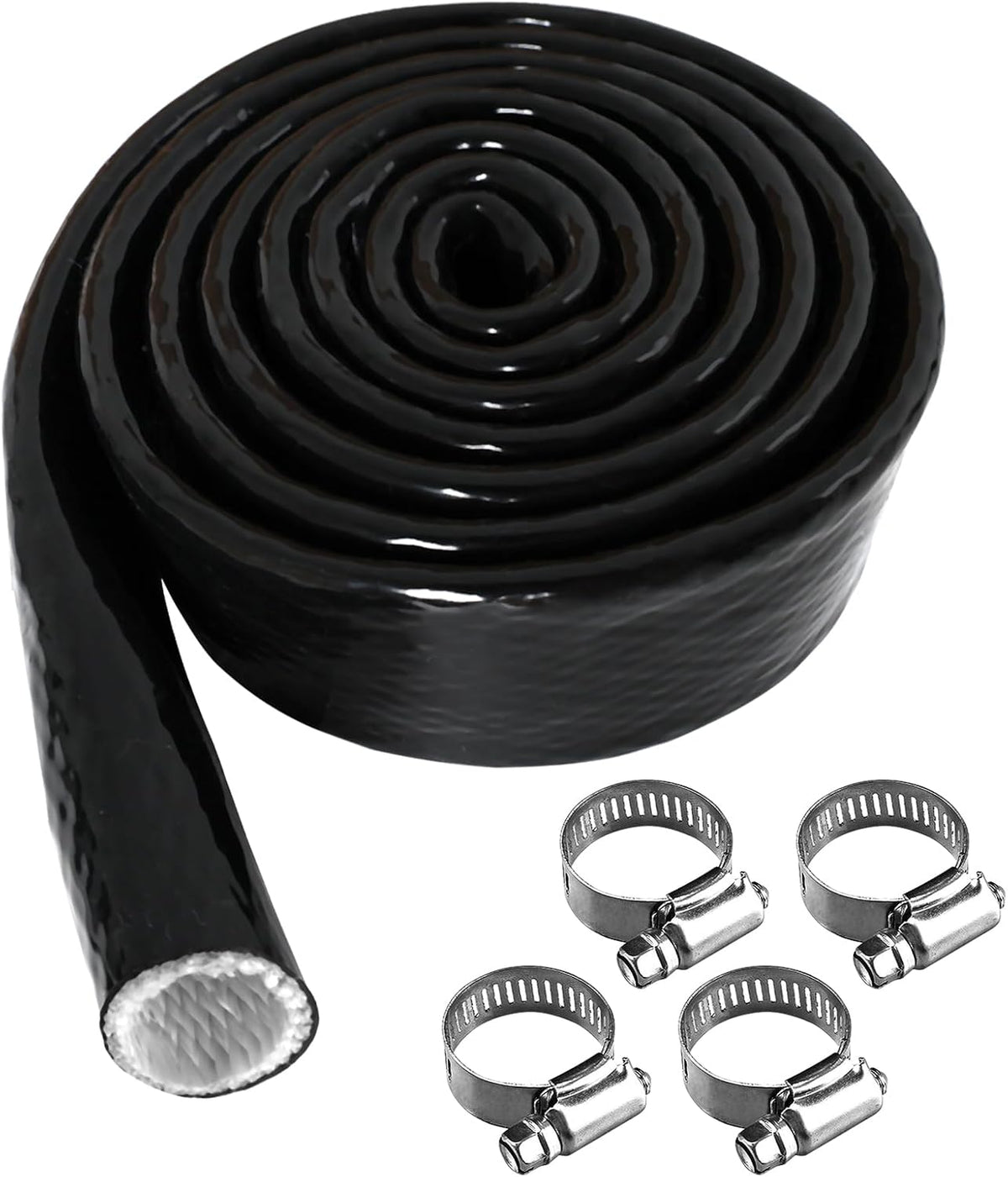Amerbro 1/2" 4 1/2" x5FT) ID Heat Shielded Fire Thermo Armor Fire Sleeve Silicone Coated Fiberglass Heat Protection