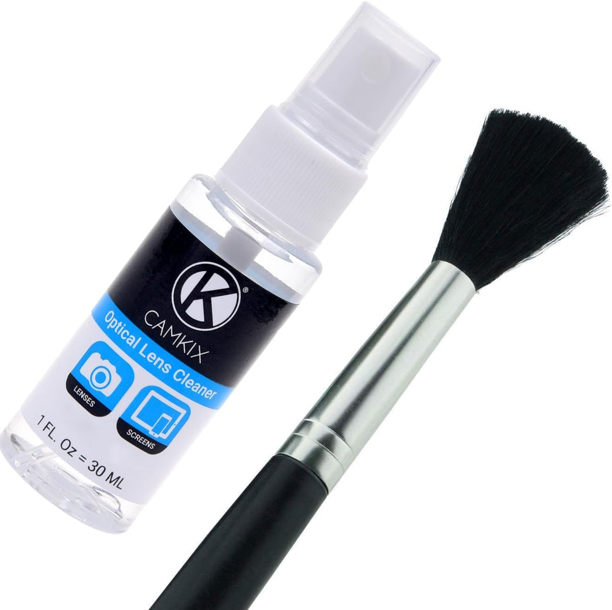 Camkix Camera Lens Cleaning Kit - Air Blower, 2in1 Lens Cleaning Pen, Cleaning Brush, Spray Bottle w/Cleaning Solution, Lens Cleaning Paper Tissue (50 Sheets), Microfiber Cleaning Cloths- for Lenses