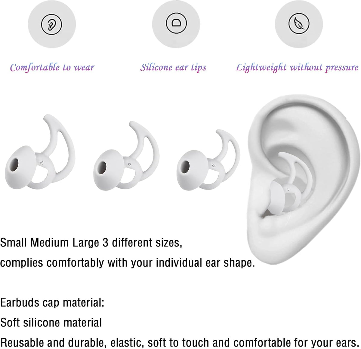 Earbud Replacement Tips Silicone Earbud Tips Compatible with Bose Quietcomfort and Sport Headphone Rubber Tips Ear Bud Covers 3 Pairs S M L Gray