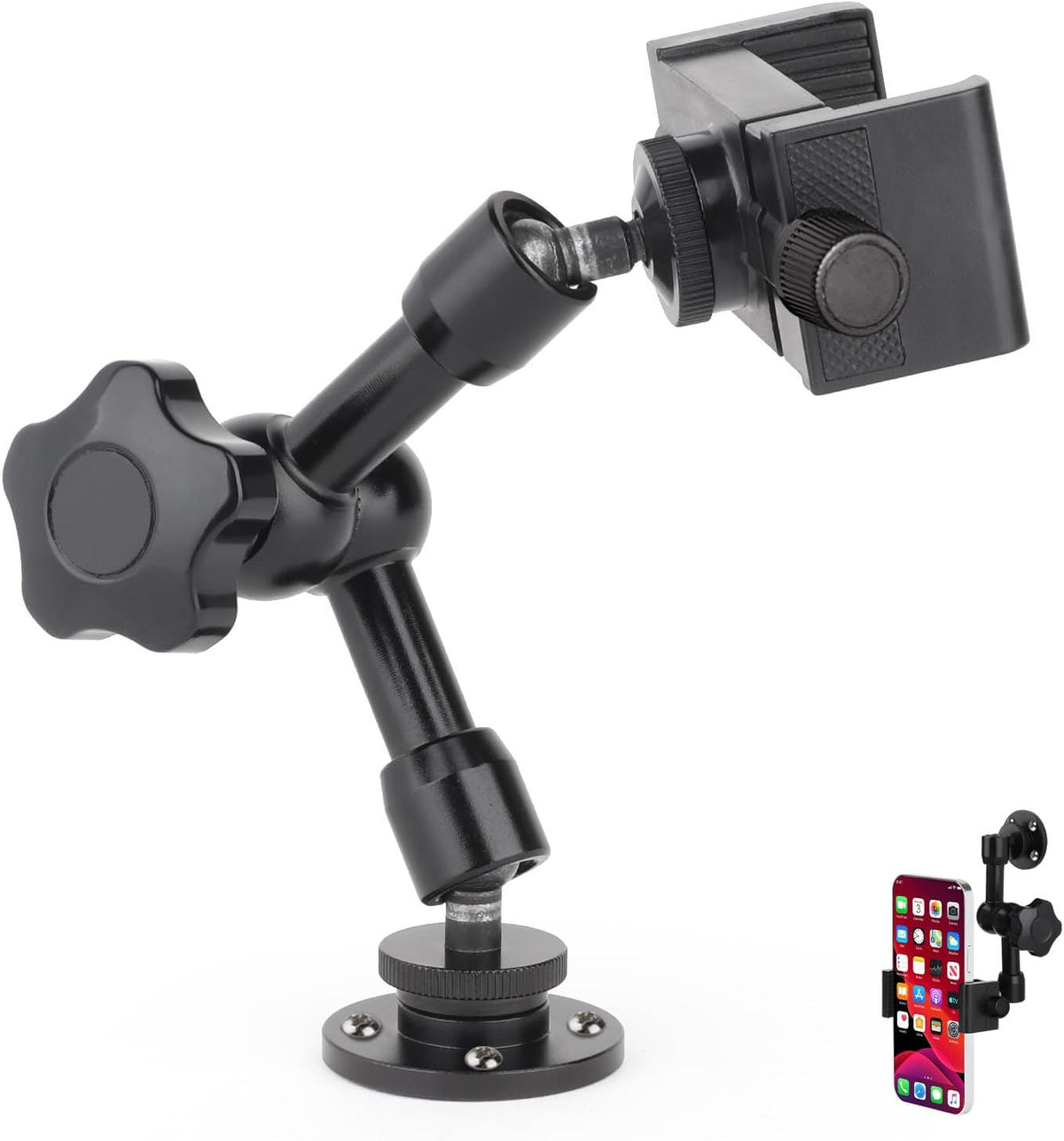 Drill Base Truck Phone Stand for 3.5~7.5 inches iPhone/HTC/LG/Nexus/Huawei/Smart Phones, Fit for Truck, Car,Van, Vehicles, 360°Adjustable Aluminum Alloy Mount