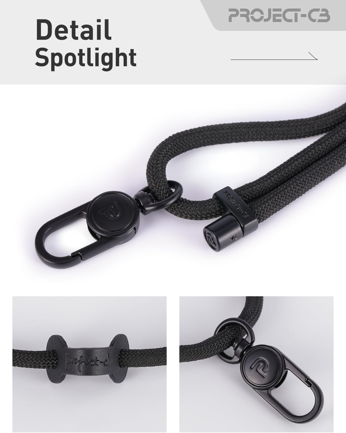 project-cb Cell Phone Lanyard 1,Phone Tether Tab 2,Phone Crossbody Strap,Lanyards for Around the Neck,Adjustable Phone Strap(Black-B)