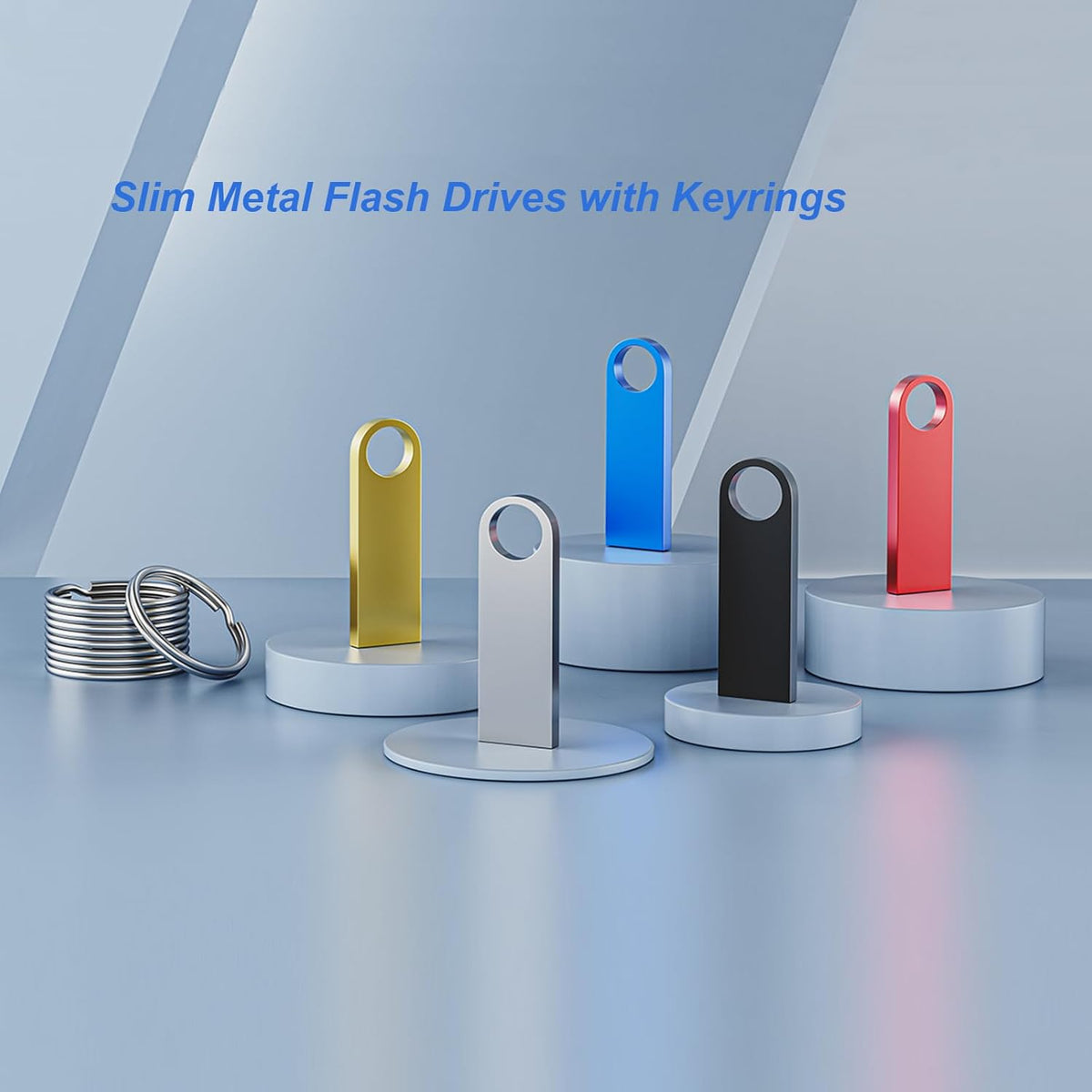 20 Pack 4GB USB Flash Drive with Keychains, Wooolken Sleek Metal USB 2.0 Thumb Drives Memory Stick for PC Laptop Computer(Gold)