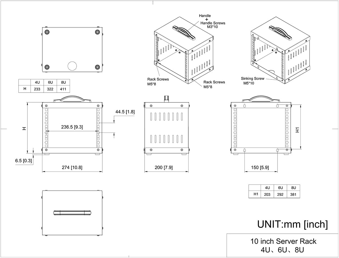 6U Small Network Cabinet-10 inch Server Rack for 10“ Server, Network, Audio and Video Equipments at Home or Office (6U)