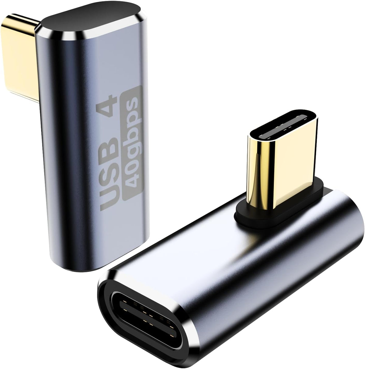 BERLAT 90 240W 2Pack Degree USB C Adapter, Right Angle USB C Male to Female Adapter Extender for Steam Deck, ROG Ally