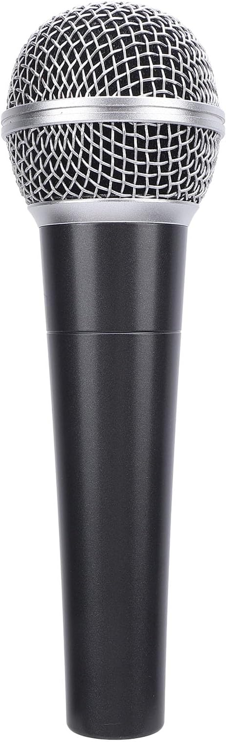 Wired Dynamic Microphone Cardioid Moving Coil Handheld Microphone Set with Shock Absorber for Active Speakers Mixers Amplifiers Low Latency Plug and Play Mic (Black)