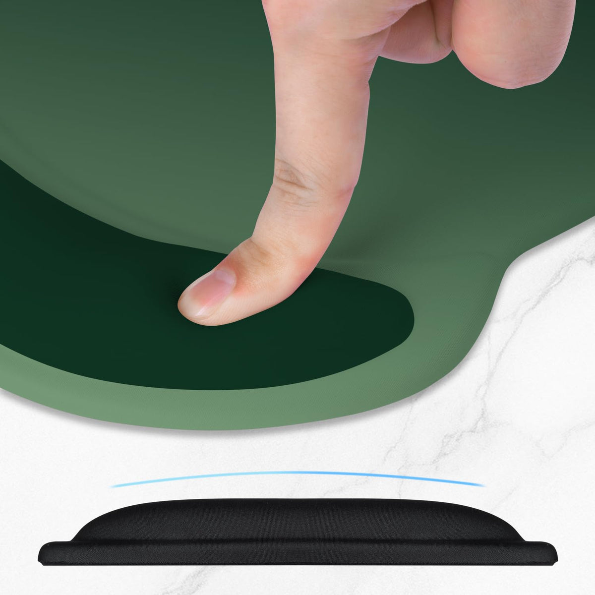ITNRSIIET Ergonomic Mouse Pad with Comfort Gel Wrist Rest, Non-Slip PU Base, Smooth Textured Surface, Reduces Hand Fatigue & Wrist Pain, 8.7 x 7.2 Inch for Office Gaming Home, Deep Green Gradient